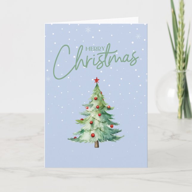 Green Christmas Tree Christmas Card (Front)