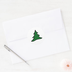 Green Christmas Tree Classic Round Sticker