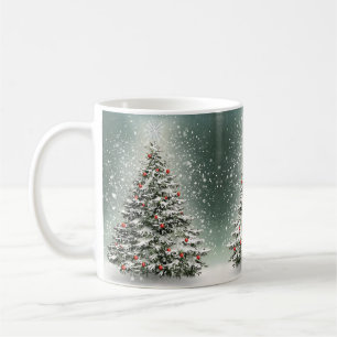 Green Christmas Tree Colourful Ornaments White Sno Coffee Mug