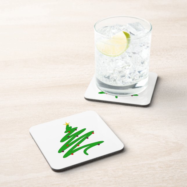 Green Christmas Tree Doodle Coaster (Right Side)