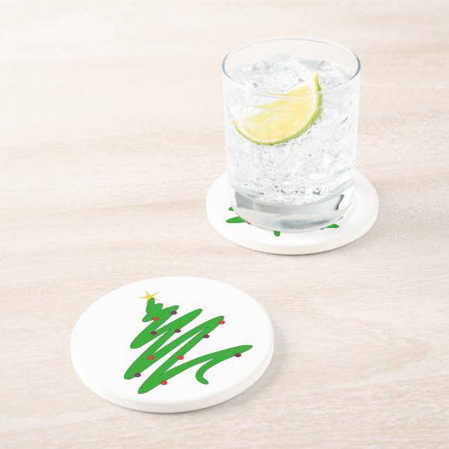Green Christmas Tree Doodle Coaster (Side)