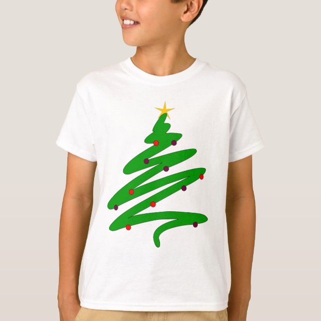Green Christmas Tree Doodle T-Shirt (Front)