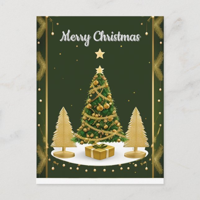 Green Christmas Tree Elegant Holiday Style 🎄✨💚 Postcard (Front)