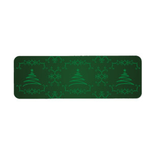 Green Christmas Tree Flourish Tile Pattern Return Address Label