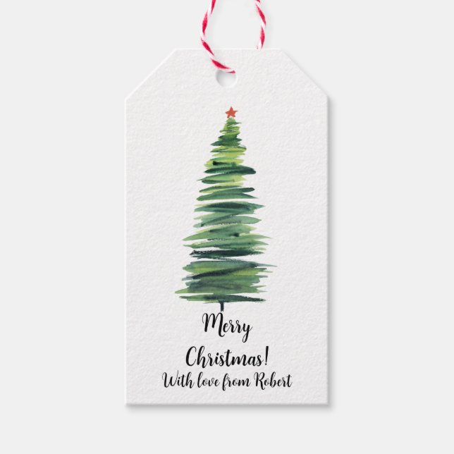 Green christmas tree gift tags (Front)