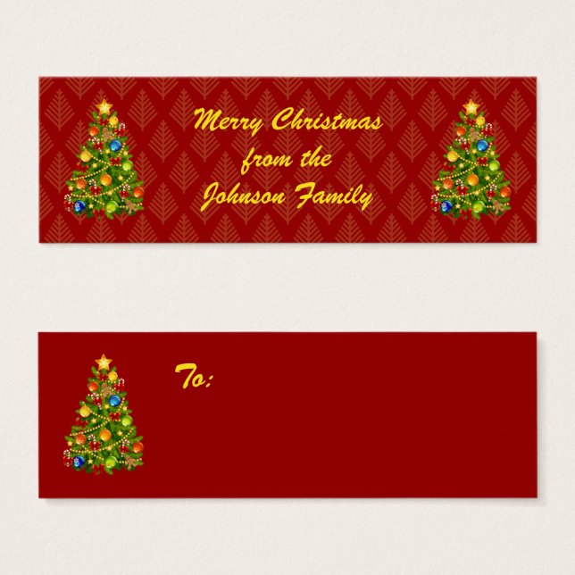 Green Christmas Tree Gift Tags (Front & Back)
