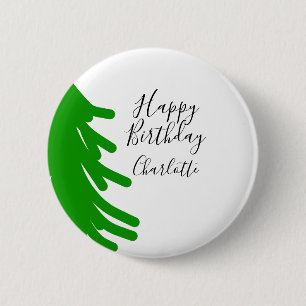 Green Christmas tree happy birthday December winte 6 Cm Round Badge