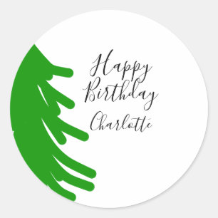 Green Christmas tree happy birthday December winte Classic Round Sticker