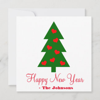 Green Christmas Tree Happy New Year Holiday Card