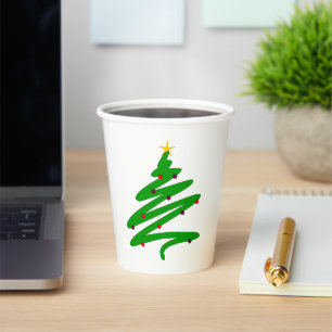 Green Christmas Tree Holiday Paper Cups
