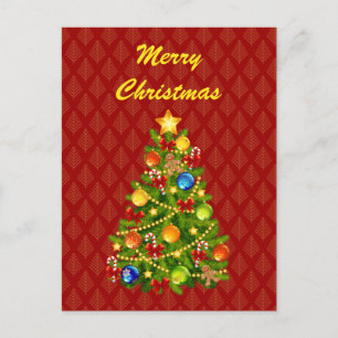 Green Christmas Tree Holiday Postcard