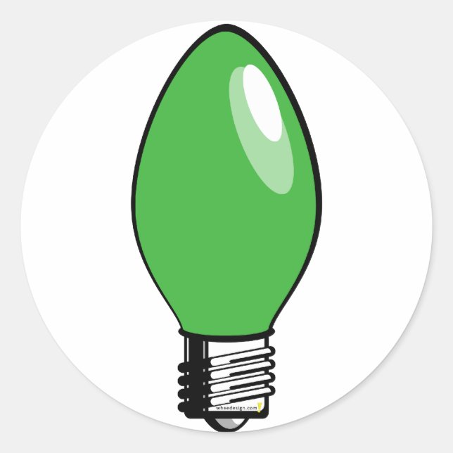 Green Christmas Tree Light Classic Round Sticker (Front)
