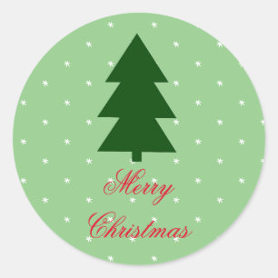 Green Christmas tree Merry Christmas Typography Classic Round Sticker