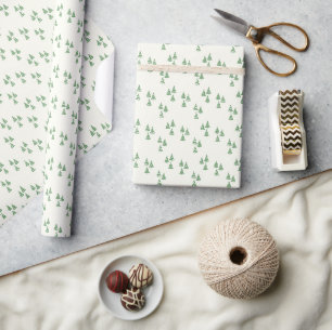 Green Christmas Tree Minimalistic Pattern Wrapping Paper