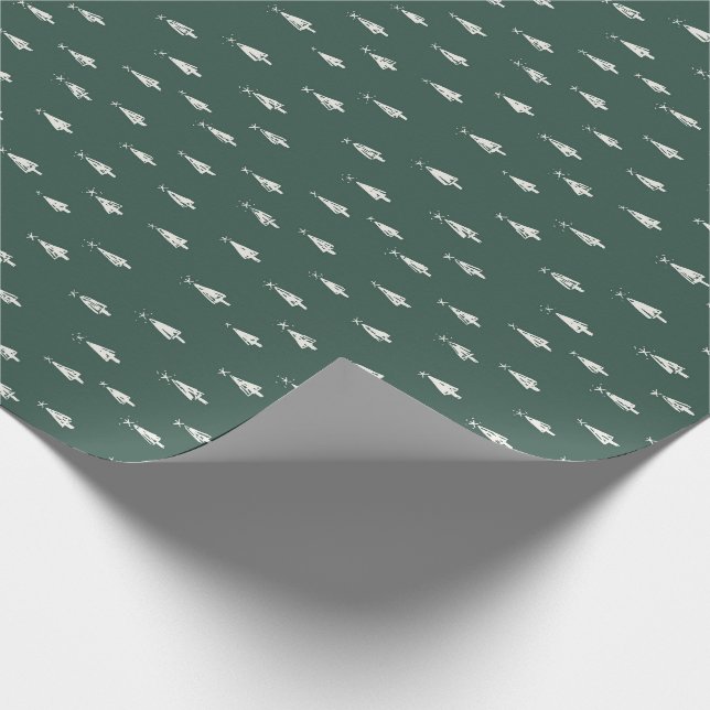 Green Christmas tree modern Wrapping Paper (Corner)