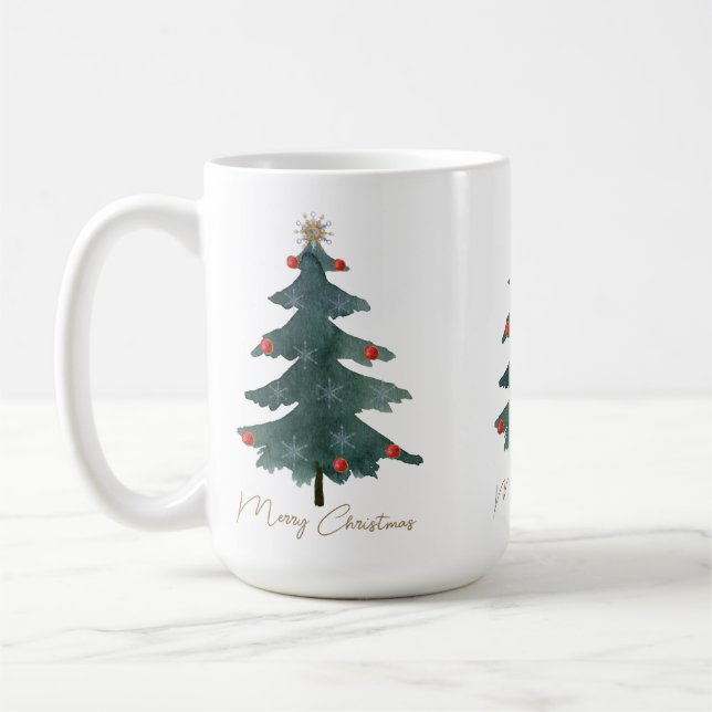 Green Christmas Tree Ornaments Merry Christmas  Coffee Mug (Left)