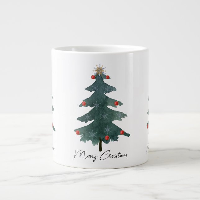 Green Christmas Tree Ornaments Merry Christmas  Large Coffee Mug (Front)