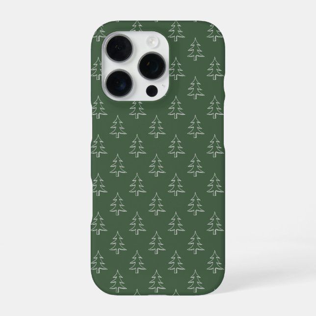 Green Christmas Tree Pattern iPhone Case (Back)