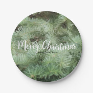 Green Christmas Tree Pine Holiday Custom Party Paper Plate