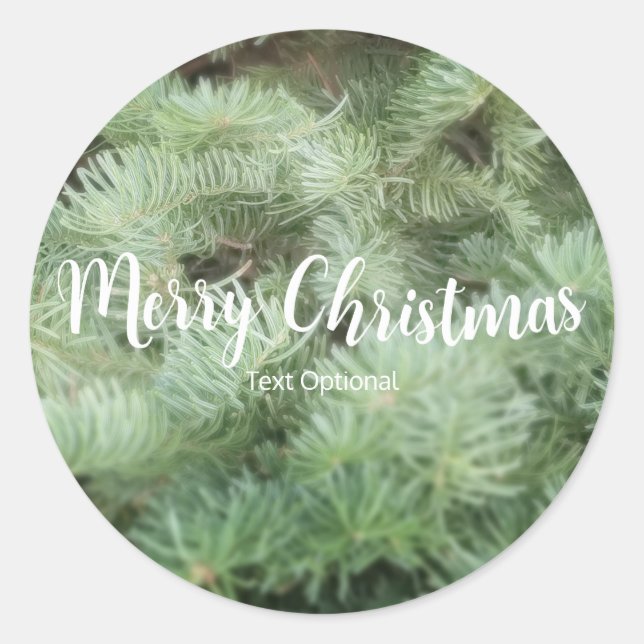 Green Christmas Tree Pine Holiday Party Favour Classic Round Sticker (Front)