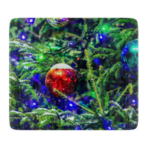 Green Christmas Tree Red Ball Cutting Board
