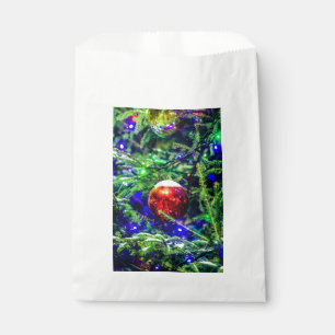 Green Christmas Tree Red Ball Favour Bag