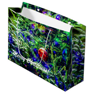 Green Christmas Tree Red Ball Large Gift Bag