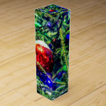 Green Christmas Tree Red Ball Wine Box<br><div class="desc">Green Christmas tree,  blue decorative lights and red ornament ball covered with fresh snow. Cheerful and joyful mood. Merry Christmas and Happy New Year. Prints and gifts for anyone for fun and good mood. Another set of square aspect ratio products and souvenirs.</div>