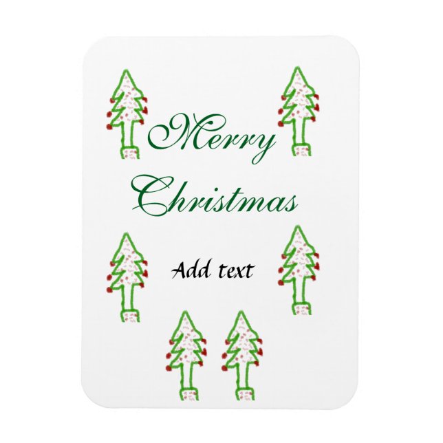 Green Christmas tree red cherry merry Christmas mo Magnet (Vertical)