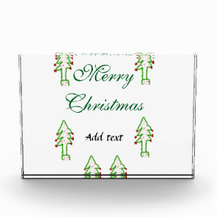 Green Christmas tree red cherry merry Christmas mo Photo Block