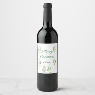 Green Christmas tree red cherry merry Christmas mo Wine Label