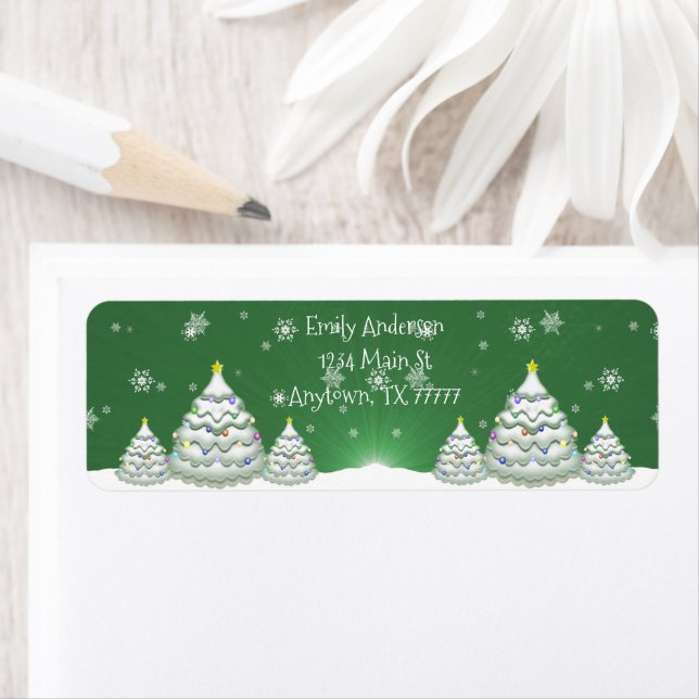 Green Christmas Tree Return Address Label (Insitu)