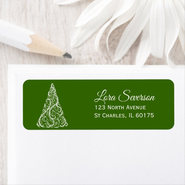 Green Christmas Tree Return Address Label (Insitu)