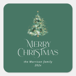 Green Christmas tree Square Sticker
