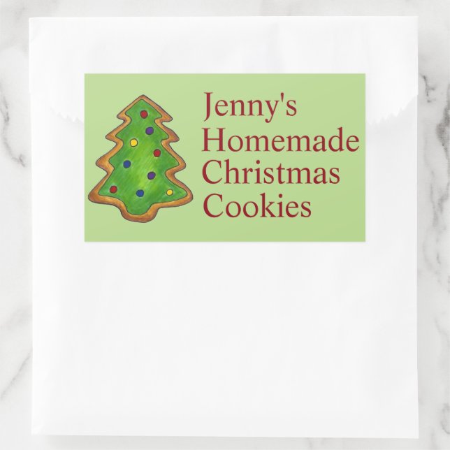 Green Christmas Tree Sugar Cookie Holiday Baking Rectangular Sticker (Bag)