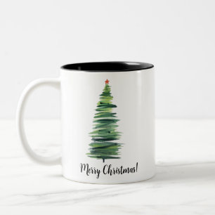 Green christmas tree Two-Tone coffee mug