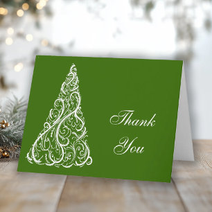 Green Christmas Tree Winter Holiday Thank You Card