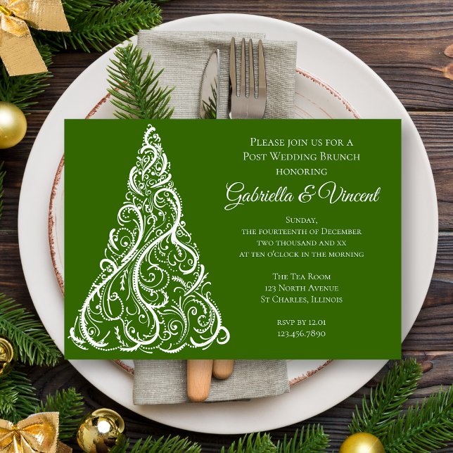 Green Christmas Tree Winter Post Wedding Brunch Invitation (Creator Uploaded)