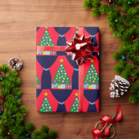 Green Christmas Tree with Blue Drapes:
