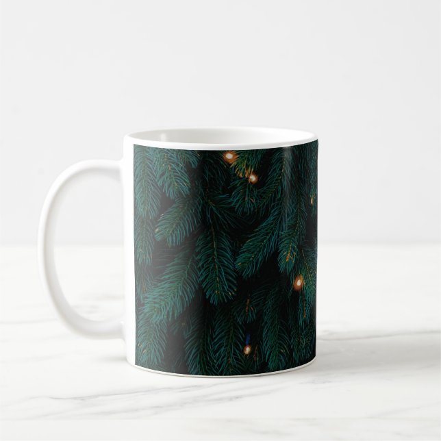 GREEN CHRISTMAS TREE WITH LIGHTS COFFEE MUG (Left)