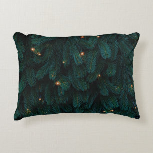 GREEN CHRISTMAS TREE WITH LIGHTS DECORATIVE CUSHION