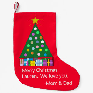 Green Christmas Tree with Red: Small Christmas Stocking