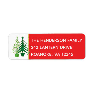 Green Christmas Trees Address Label Return Address Label