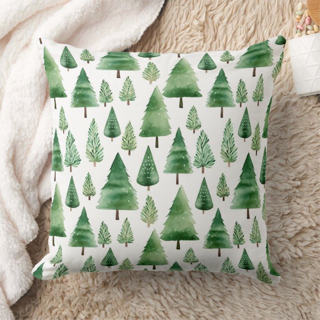 Green Christmas Trees Cushion (Blanket)