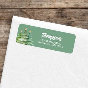 Green Christmas Trees Custom Return Address  Label