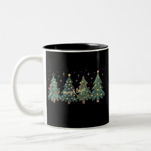 Green Christmas Trees Holiday Christmas Two-Tone Coffee Mug