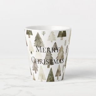 Green Christmas Trees Latte Mug