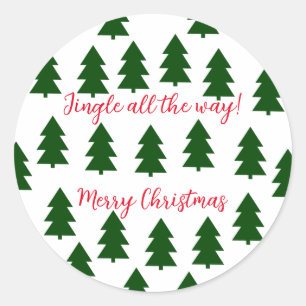 Green Christmas trees Merry Christmas Classic Round Sticker