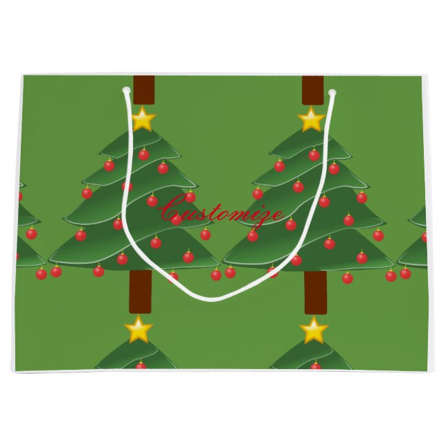 Green Christmas Trees Thunder_Cove Large Gift Bag (Front)