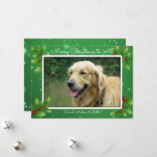 Green Christmas Twinkling Stars Big Photo Card